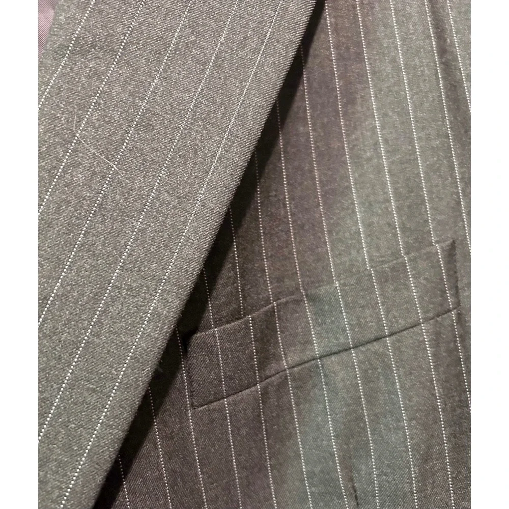 Hickey Freeman Loro Piana Tasmanian Super 130s Pinstripe Blazer Jacket 52L Gray